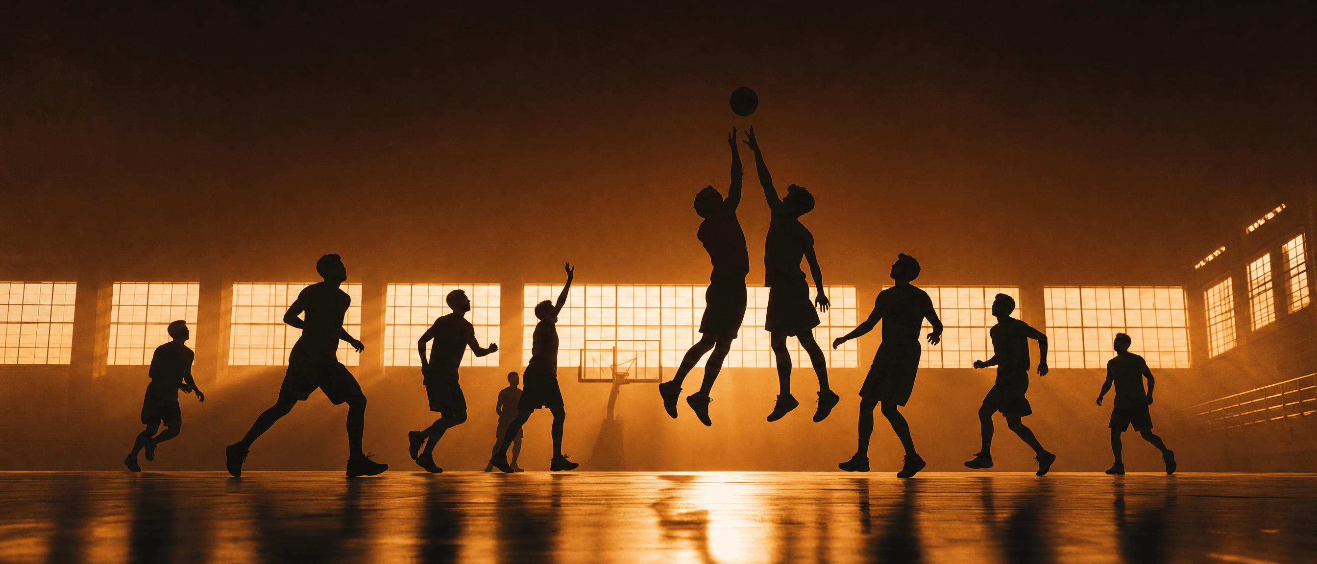 Sportivi in controluce ambrato