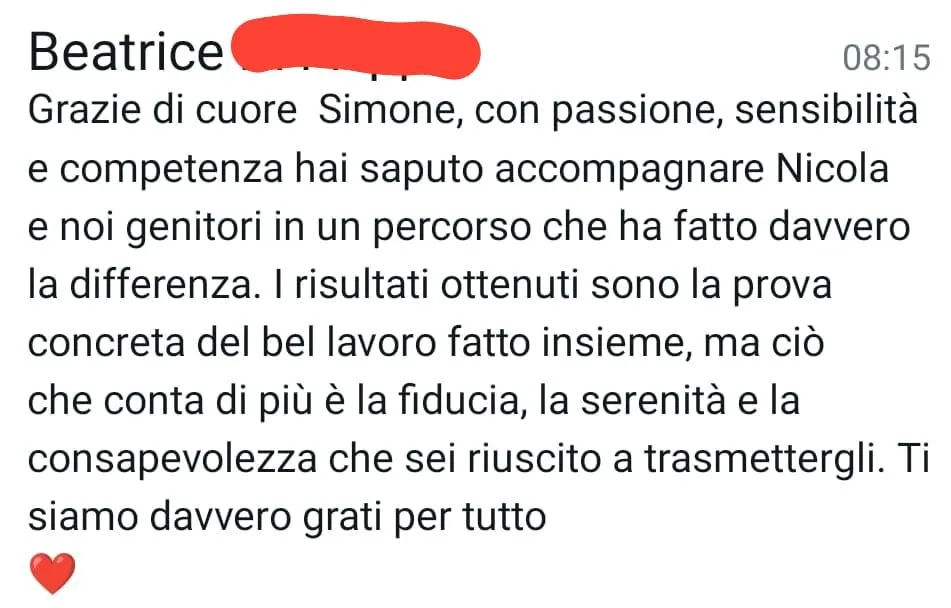 Messaggio di un genitore